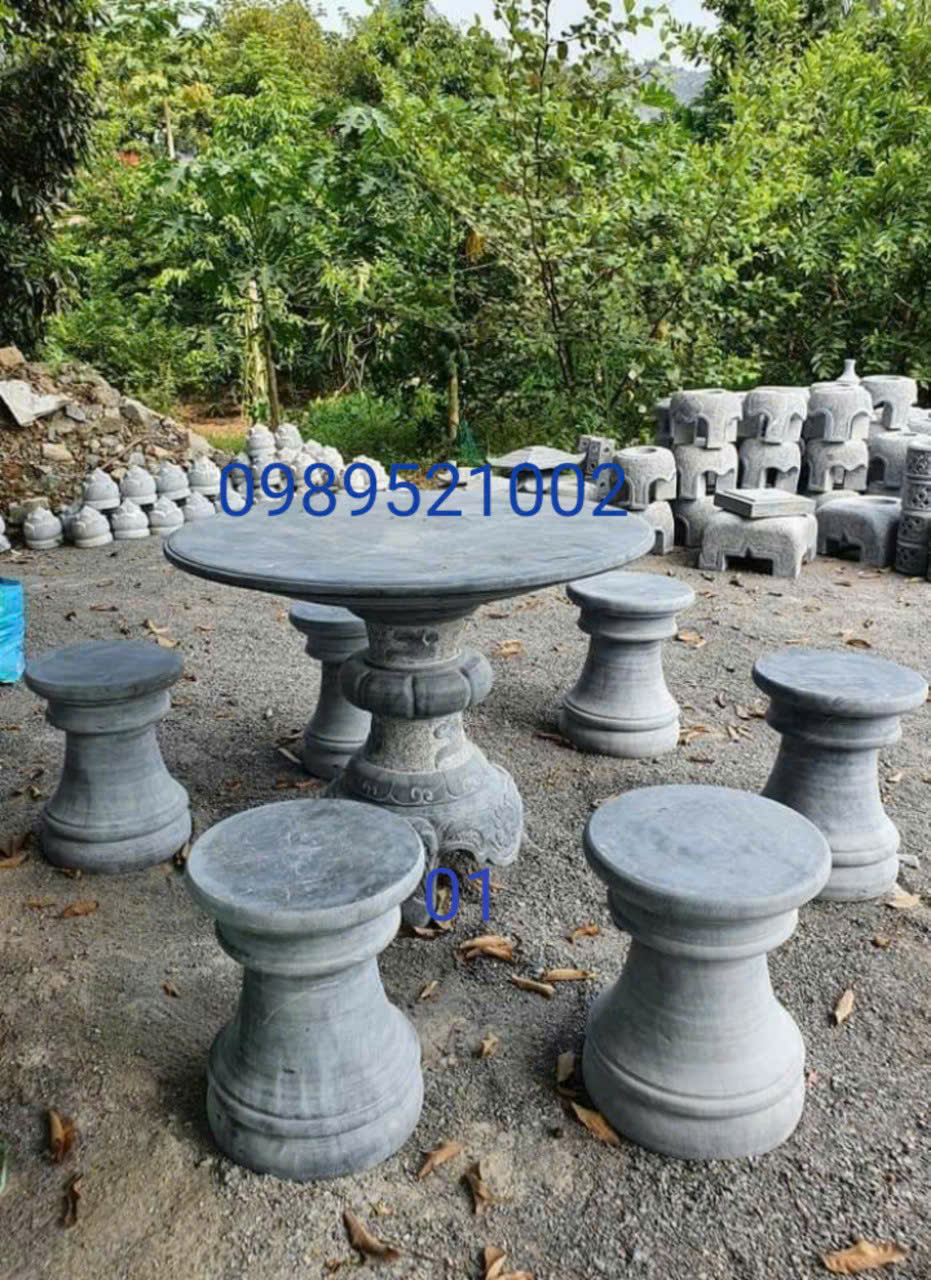Bộ bàn ghế đá 1 bộ bàn ghế đá ngoài trời