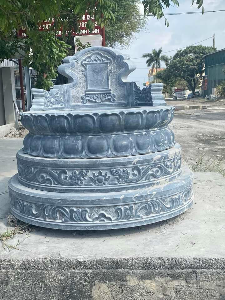 Lăng mộ đá xanh đen kết hợp mộ tròn
