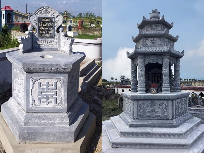 Mộ Đá Bát Giác 5 Mộ Đá Bát Giác kèm kệ đá