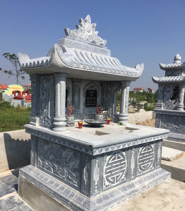 Top 10 kiểu mộ đá đẹp nhất năm 2025 – Xu hướng thiết kế truyền thống & hiện đại 2 Mộ đá đôi – Gắn kết vợ chồng